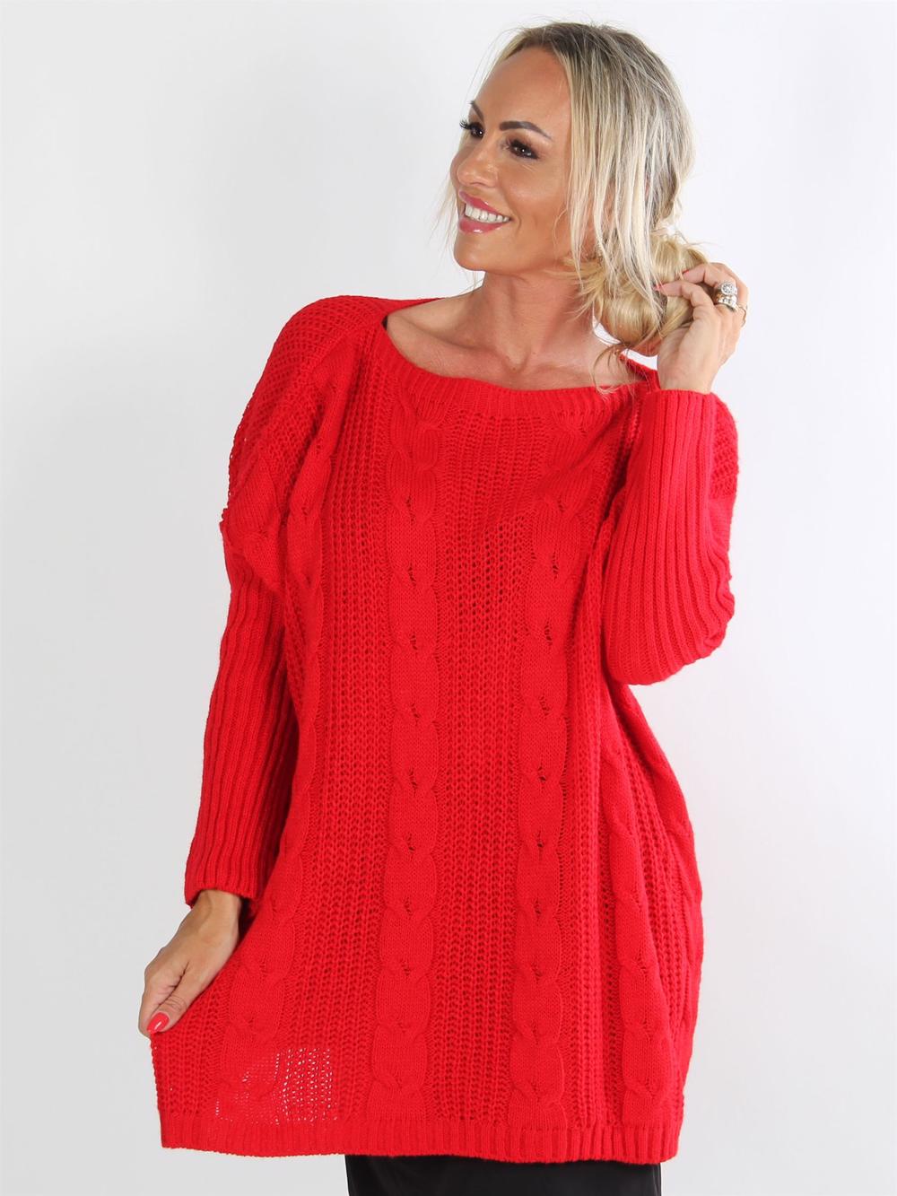 Linia - Armygrøn striktrøje med kabelstrik